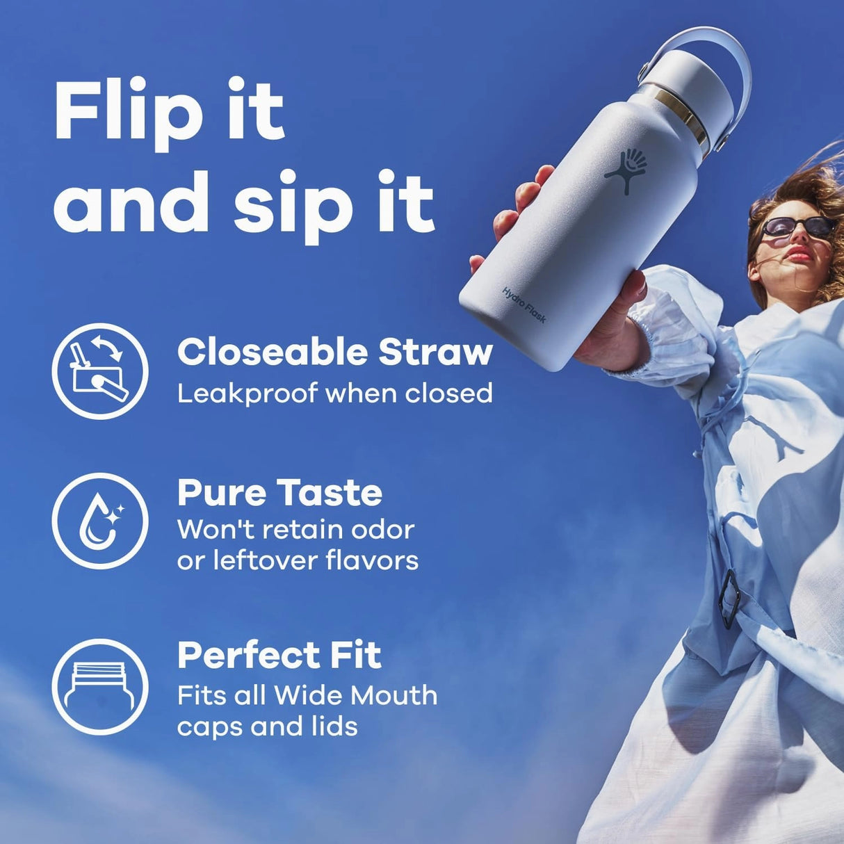 Wide Mouth with Flex Straw Cap